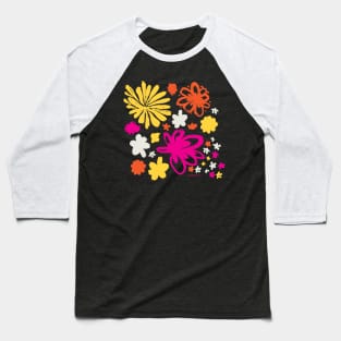 Cute Flowers - retro fun floral illustration Baseball T-Shirt